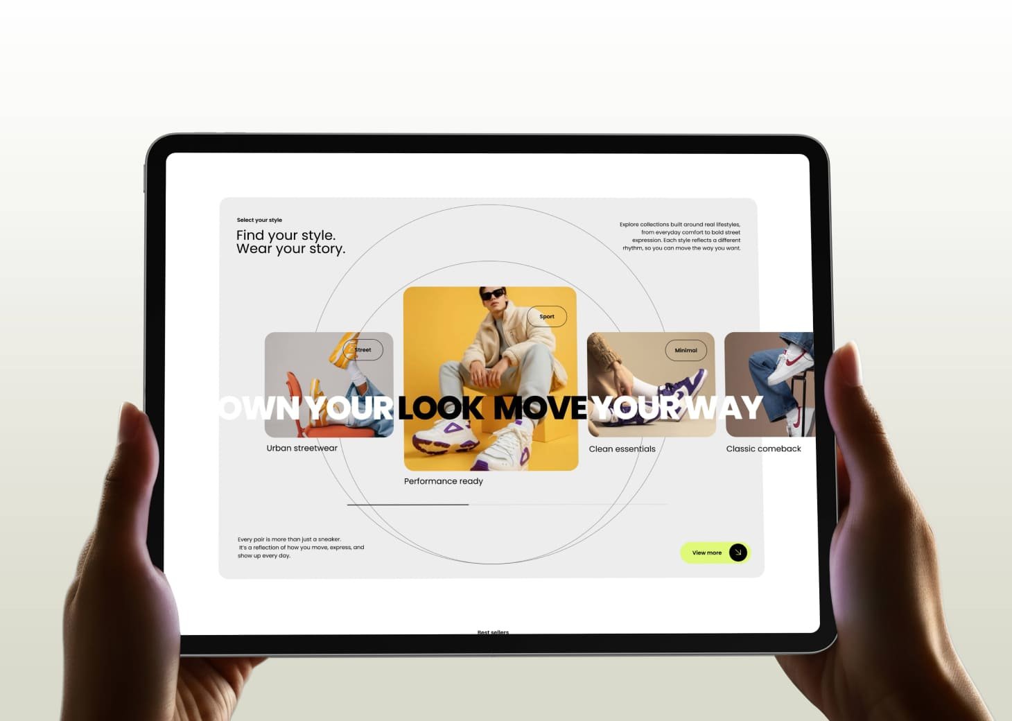 Aurex sneaker e-commerce design detail